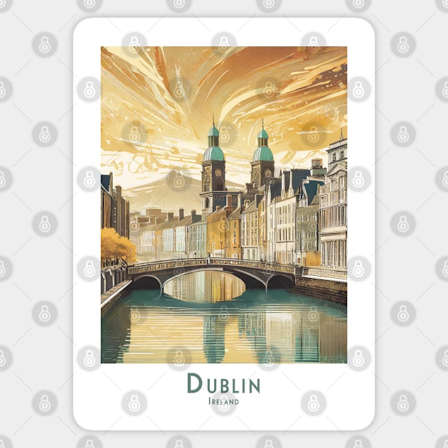 Vintage Retro Golden Hour in Dublin Ireland Sticker by POD24